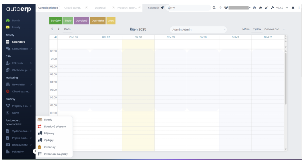 Přepínání mezi společnostmi
